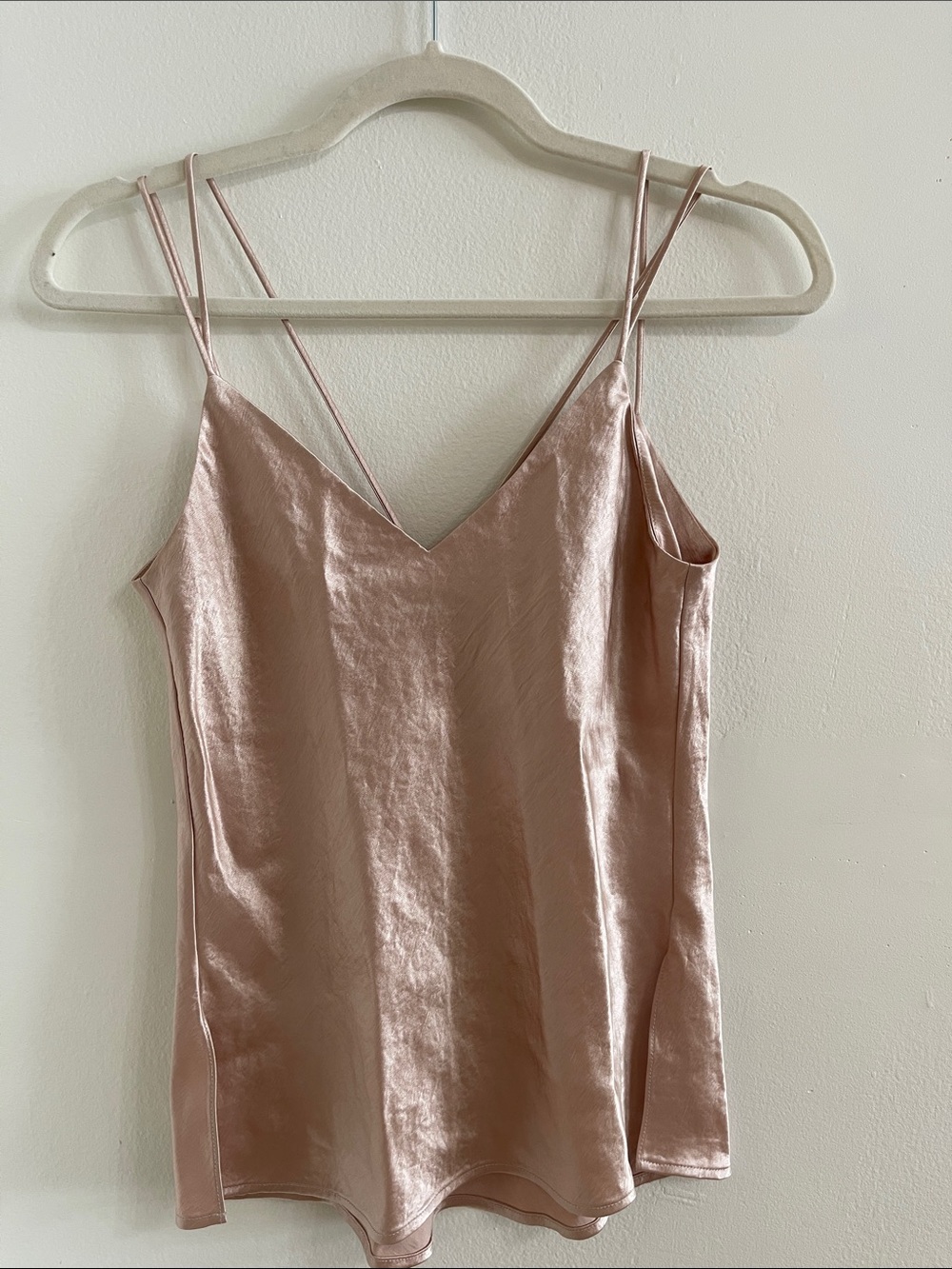 Theory Satin Double-Strap Cami in Dusty Rose